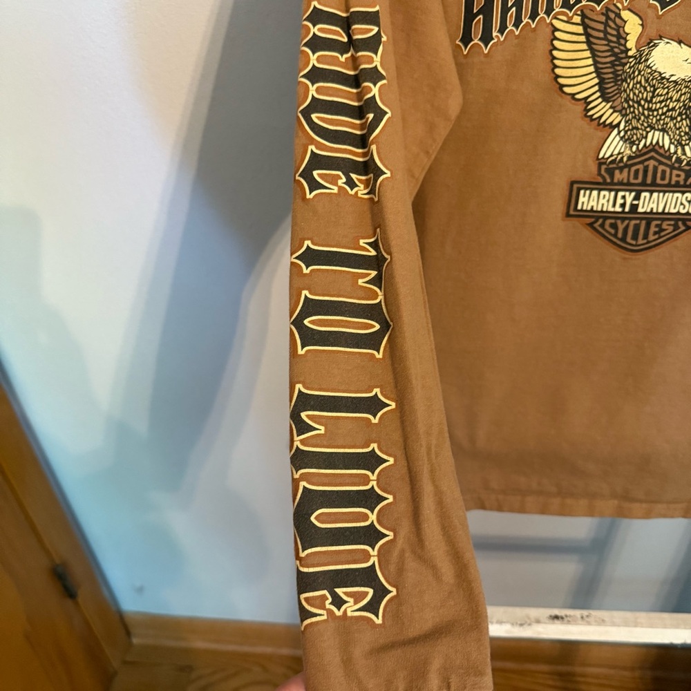 Harley-Davidson Tan Long Sleeve Women’s Graphic Tee Size S Wisconsin - Picture 4 of 10